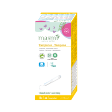 Tampons Regular avec applicateurs 100% Coton Bio Masmi - 16 unités