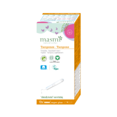 Tampons Super Plus avec applicateurs 100% Coton Bio Masmi - 12 unités